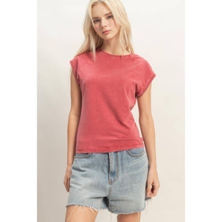 Vintage Ease Raglan Tee Dark Red - Sugar Co.