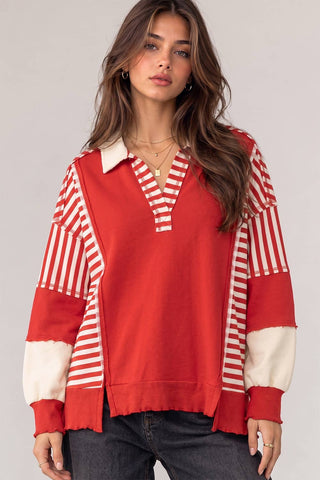 Vintage Varsity Stripe Rugby Sweatshirt - Sugar Co.