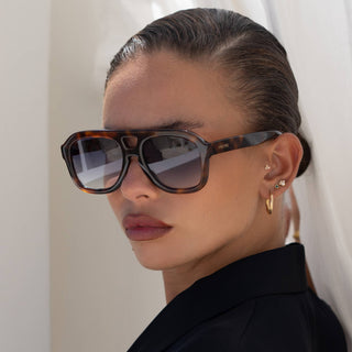 Voyager Acetate Oversized Aviator Sunglasses: Tortoise / Blue - Sugar Co.
