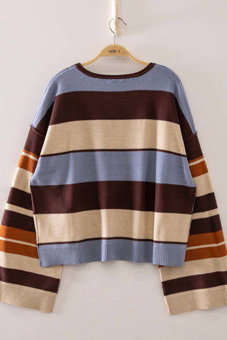 Weekend Away Striped Sweater Red - Sugar Co.