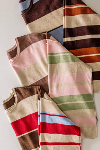 Weekend Away Striped Sweater Red - Sugar Co.