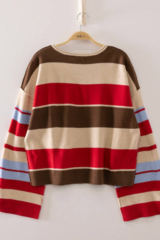 Weekend Away Striped Sweater Red - Sugar Co.