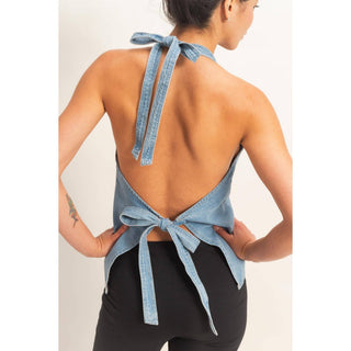 West End Denim Halter Vest - Sugar Co.