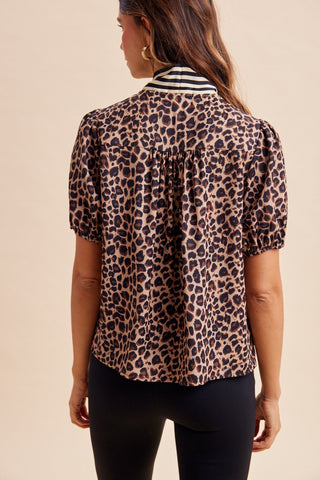Wildly Chic | Leopard Scarf Neck Blouse - Sugar Co.