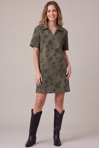Willow Faux Suede Collared Mini Dress - Sugar Co.
