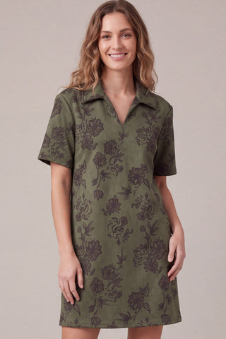 Willow Faux Suede Collared Mini Dress - Sugar Co.