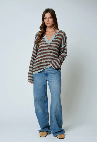 Willow Woven Sweater Light Blue - Sugar Co.