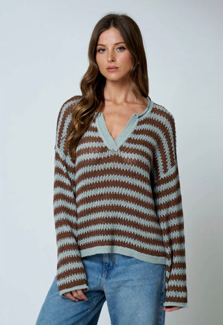 Willow Woven Sweater Light Blue - Sugar Co.