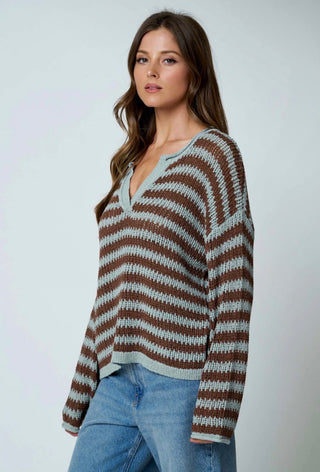 Willow Woven Sweater Light Blue - Sugar Co.