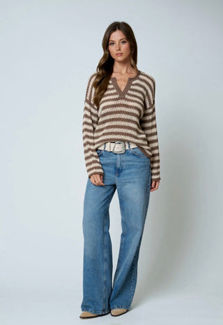 Willow Woven Sweater Mocha - Sugar Co.