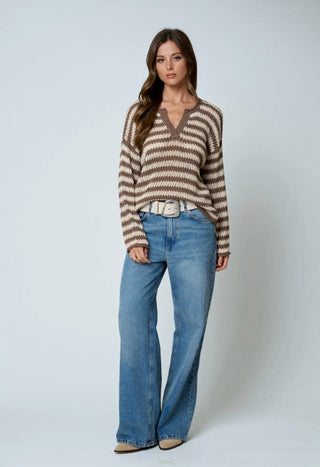 Willow Woven Sweater Mocha - Sugar Co.