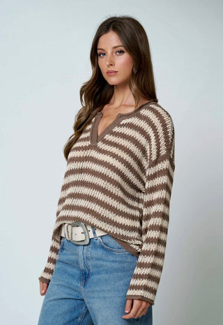 Willow Woven Sweater Mocha - Sugar Co.