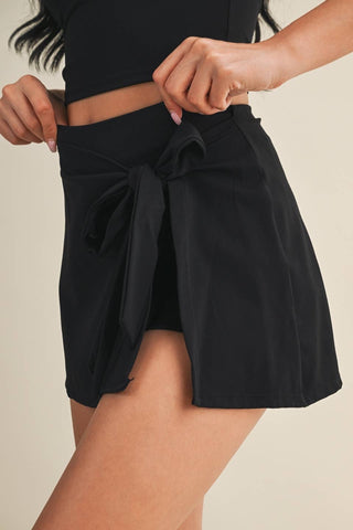 Wrap Tie Skort: Black - Sugar Co.