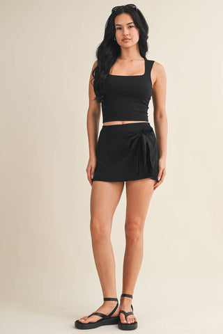 Wrap Tie Skort: Black - Sugar Co.