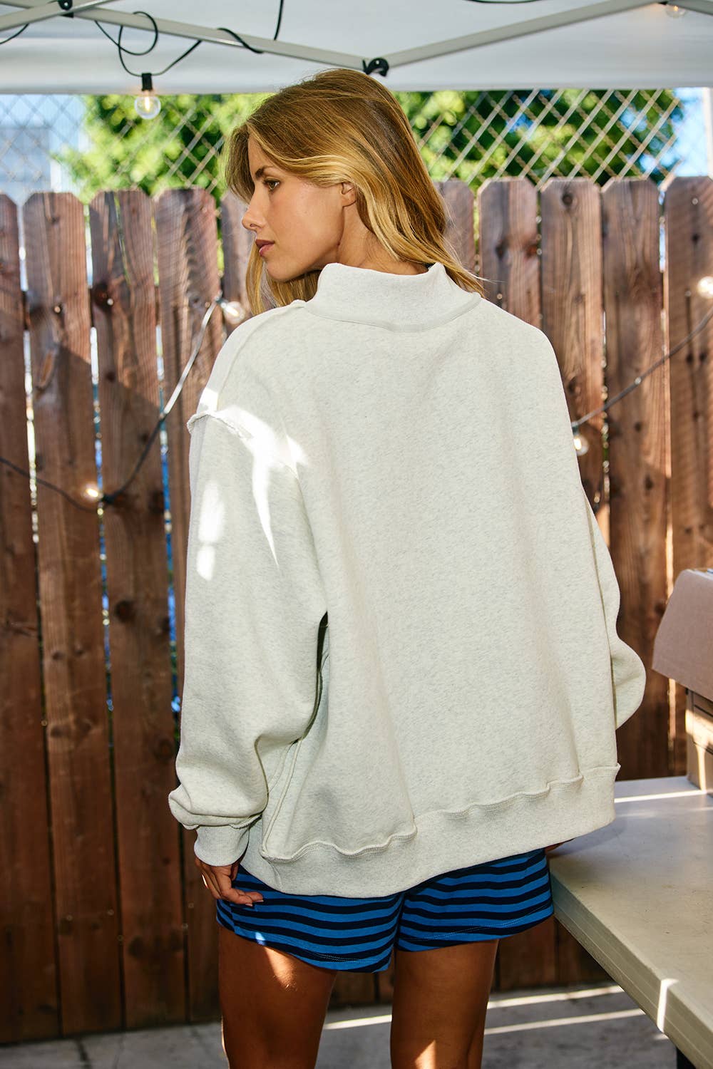 'WWJD & AMEN' Reversible Mock Neck Sweatshirt Dusty Pink - Sugar Co.