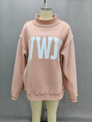 'WWJD & AMEN' Reversible Mock Neck Sweatshirt Dusty Pink - Sugar Co.