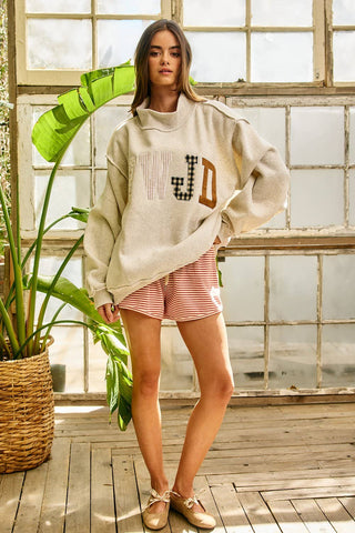 WWJD Embroidered Mock-Neck Sweatshirt - Sugar Co.