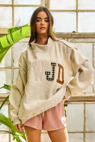 WWJD Embroidered Mock-Neck Sweatshirt - Sugar Co.