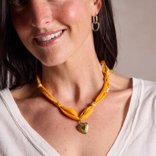Yellow Bandana Necklace: Medium Heart Locket Yellow - Sugar Co.