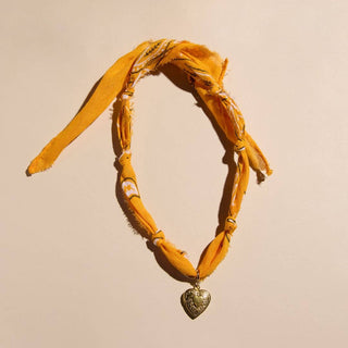 Yellow Bandana Necklace: Medium Heart Locket Yellow - Sugar Co.