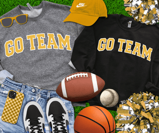 Yellow Go Team Varsity Letters Black - Sugar Co.