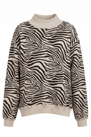 Zebra-Patterned Mock-Neck Sweatshirt: Zebra - Sugar Co.