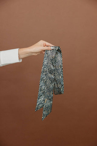 ZEBRA SATIN XL SKINNY HAIR SCARF - Sugar Co.