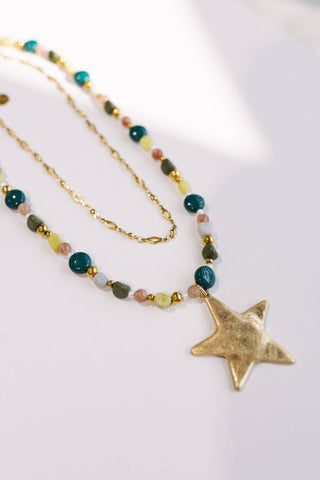 Ziggy Star Layered Necklace - Green - Sugar Co.